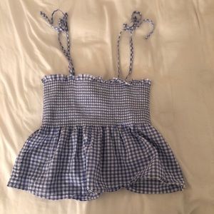 H&M gingham babydoll blouse